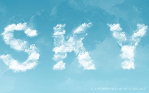 Photoshop制作天空中的云朵文字
