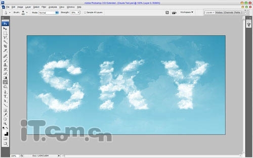 Photoshop制作天空中的云朵文字