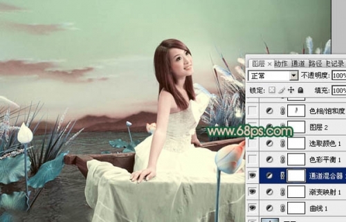 Photoshop调出艺术照片的青绿色调