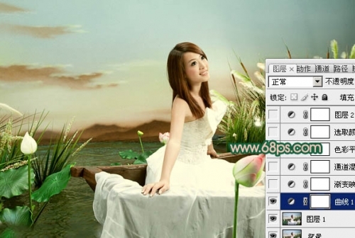 Photoshop调出艺术照片的青绿色调