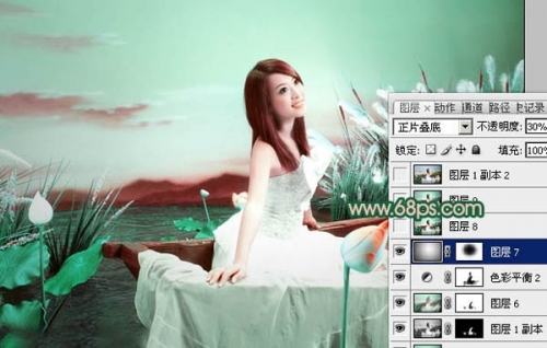 Photoshop调出艺术照片的青绿色调
