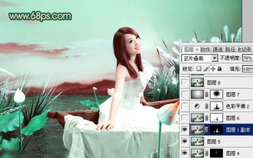 Photoshop调出艺术照片的青绿色调