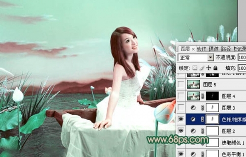 Photoshop调出艺术照片的青绿色调