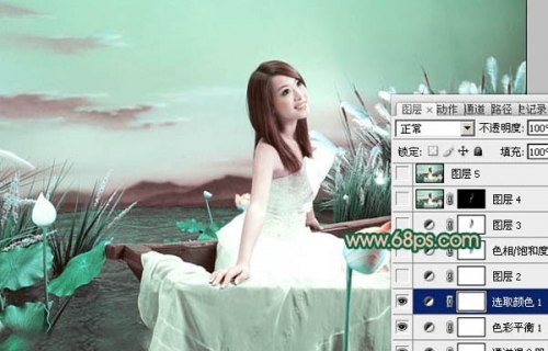 Photoshop调出艺术照片的青绿色调