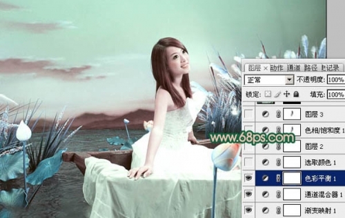 Photoshop调出艺术照片的青绿色调