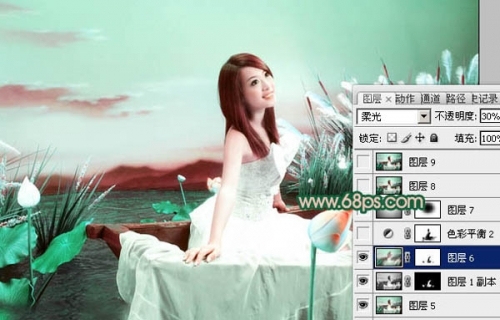 Photoshop调出艺术照片的青绿色调