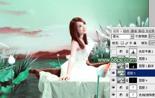 Photoshop调出艺术照片的青绿色调