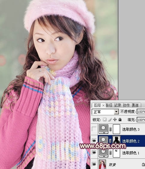 Ps给冬季美女图片加上淡紫色蜜糖色