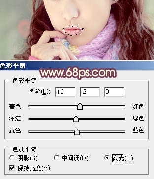 Ps给冬季美女图片加上淡紫色蜜糖色