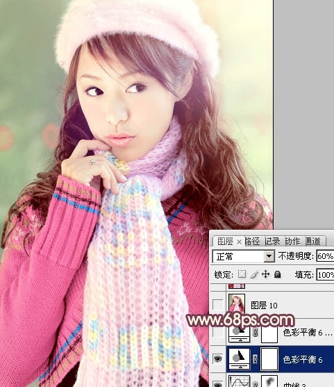 Ps给冬季美女图片加上淡紫色蜜糖色