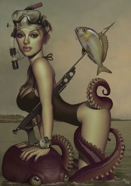 来自Serge Birault的女性火辣插画欣赏