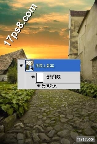 PS合成在夕阳小道上奔跑的女子