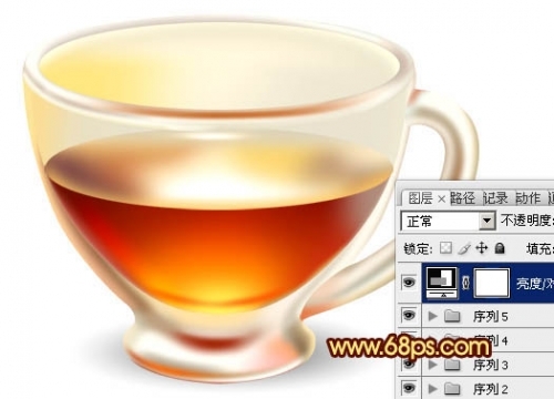 ps制作盛有红色液体的玻璃茶杯效果