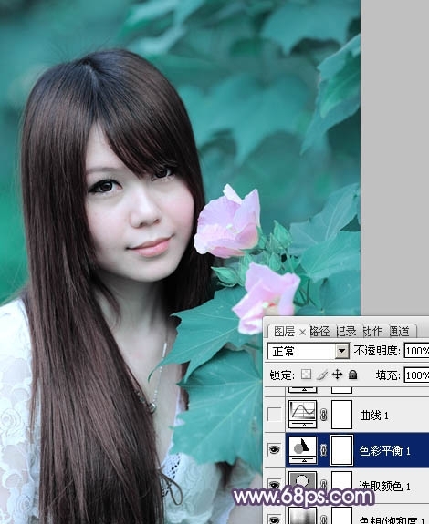 PS调出写真人物图片甜美的青紫色