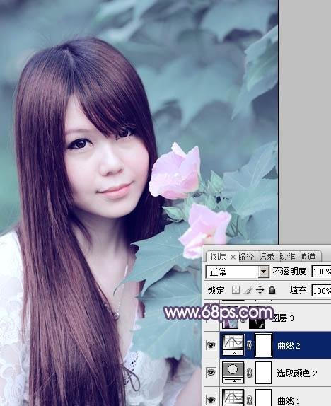 PS调出写真人物图片甜美的青紫色