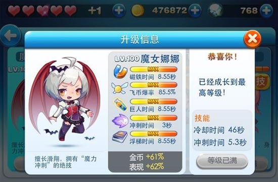 天天酷跑角色满级属性 角色满级属性一览