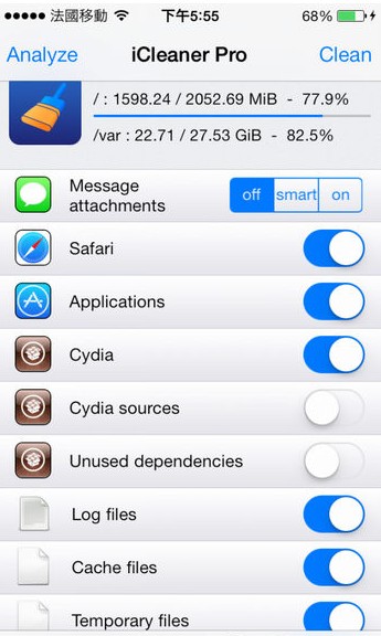 iPhone iPad iPod存储空间不足?教你使用iCleaner拿回來!